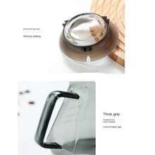 1 Bộ ấm pha cà phê thủy tinh trong suốt có quai chia độ, dung tích 400ml/14oz và 600ml/20oz, quai cầm, đồ dùng nhà bếp gia dụng, ấm pha trà và cà phê, bình thủy tinh, ấm pha cà phê thủy tinh chịu nhiệt có nắp, thiết kế đá quý màu đen trong suốt, thích hợp cho máy pha cà phê nhỏ giọt, ấm pha cà phê dùng chung cho gia đình, thích hợp sử dụng tại nhà và nhà hàng khi trở lại trường - Xám - Xem 4