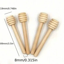 5/10pcs Mini Wooden Honey Spoons, Long Handle Wooden Honey Spoons, Bar Supplies, Honey Jar Accessories, Milk Tea Stirrers, Dessert Tools, Kitchen Gadgets, Educational Supplies - Primary Color - View 3