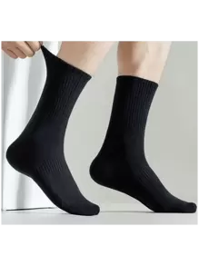 10 Pairs Solid Color Mid-Calf Socks, Suitable For Both Men And Women Daily Wear