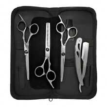 Kit Of 3 Professional Razor Thinning Scissors For Hairdressers/Barbers - 銀色 - 查看 5