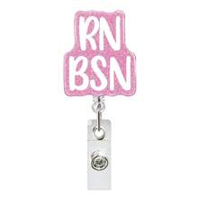 1 件粉色亚克力可扩展旋转鳄鱼夹徽章卷轴，带英文文字，学生/护士证件夹，学校用品，返校 - 彩色 - 查看 15