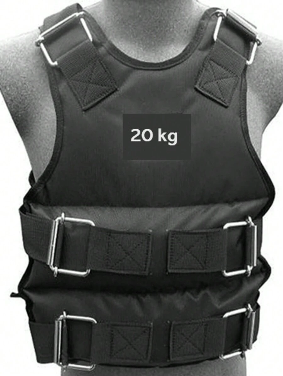 Chaleco lastre, Chaleco reforzado con peso variable 1-20 kg, peso adicional para tu entrenamiento. - Negro - Ver 1