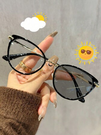 1 st damer retro rostfritt stål kattögonbågar dekorativa glasögon, eleganta sexiga avantgarde-stil, glasögon året runt för sommarstrandsemester, utomhus, resor