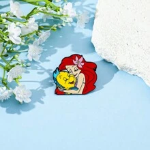 1 Pc Cartoon The Brooch Cute Princess Fish Enamel Pin Metal Badge Jewelry Clothes Backpack Accessories Gift For Friends Dress Accessories Pin For Clothes Bag Charm Backpack For School