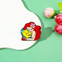 1 Pc Cartoon The Brooch Cute Princess Fish Enamel Pin Metal Badge Jewelry Clothes Backpack Accessories Gift For Friends Dress Accessories Pin For Clothes Bag Charm Backpack For School