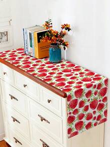 1pc Cute Strawberry Tablecloth, 70.8x13.7inch Polyester Material Happy Birthday Party Table Runner, Birthday Decoration, Fruit Strawberry Theme Dinner Party Table Decor - Multicolor - View 6