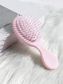 1 件女士简约粉色带手柄软垫迷你梳子，用于去角质头皮按摩，适用于湿发或干发，造型和美发工具，日常使用舒适，蓬松造型配件适合所有发型，适合家庭和旅行使用，便携式日常旅行软垫梳子，旅行必备品，返校学习用品，度假露营必需品，夏季配饰，护发，女孩礼物。 - 彩色 - 查看 1