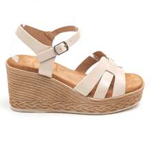Fashionable Casual Solid Color Open Toe Women Wedge Sandals - Beige - View 2
