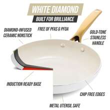 Blue Diamond White 12 Piece Nonstick Aluminum Pot And Pan Cookware Set, Gold - White - View 3