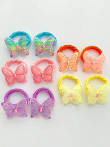 8pcs Cute Sequin & Mesh Bow Hair Ties, Colored Scrunchies For Ponytail