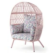 Better Homes & Gardens Ventura Boho Outdoor Wicker Stationary Kid's Egg Chair, Tan - Hồng - Xem 2