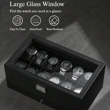 GUKA Watch Box 12 Slot Watch Display Organizer Leather Jewelry Case Drawer Glass Birthday For Men Women,  Husband Dad Back To School Dormitory Storage