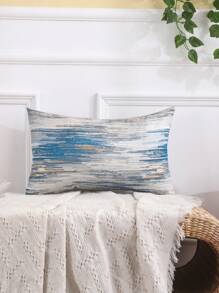 Miater 1pc Geometric Jacquard Silk-like Decorative Pillowcase