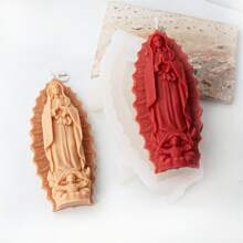 Angel Virgin Mary Statue Candle Silicone Mold Virgin Mother Portrait Home Ornament Plaster Mold DIY Prayer Madonna Candle Mold Holiday Decoration Tool - White - View 5