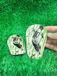 1 Pair 10*6cm Anti-Slip Shock-Absorbing Men's Mini Soccer Shin Guards, Lightweight Dribbling Pattern, PBT Material, Impact-Resistant And Breathable - Olive Green - View 7