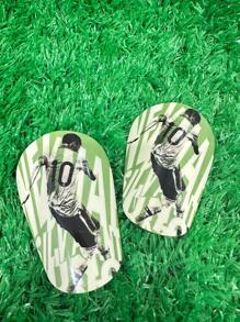 1 Pair 10*6cm Anti-Slip Shock-Absorbing Men's Mini Soccer Shin Guards, Lightweight Dribbling Pattern, PBT Material, Impact-Resistant And Breathable - Olive Green - View 2