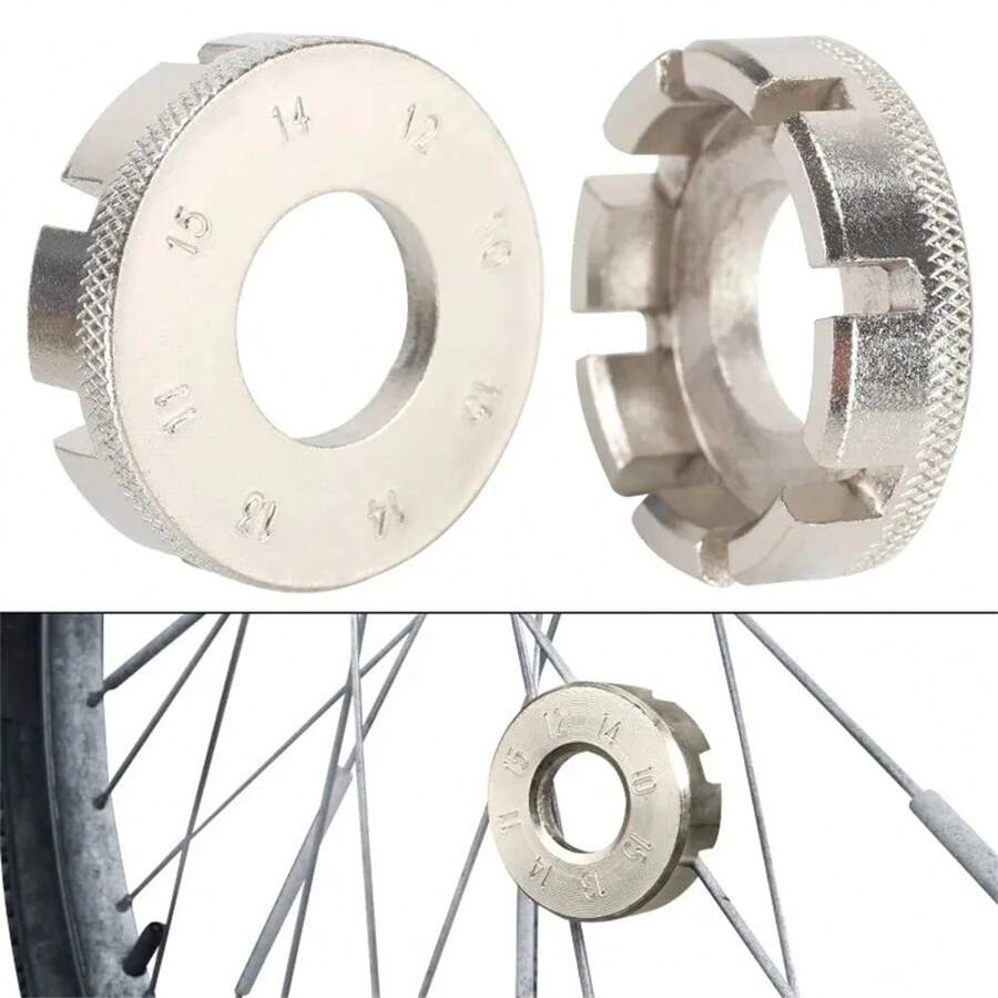 Bộ dụng cụ 8 trong 1 gồm cờ lê nan hoa và dụng cụ chỉnh bánh xe đạp leo núi bằng thép crom molypden. - Bạc - Xem 1