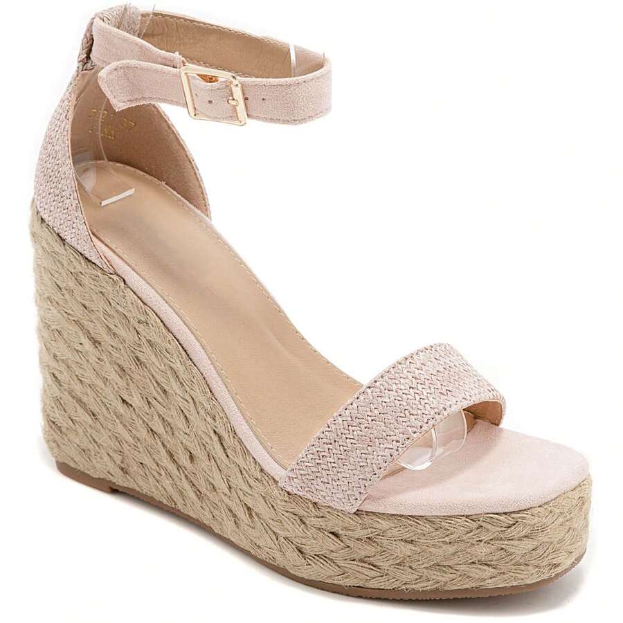 Wedge Heels With Ankle Strap For Daily Wear - Pink - View 1