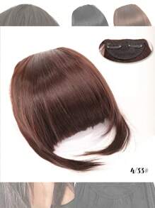 Natural Straight Synthetic Bangs High Temperature Fiber Clip-In Full Bangs With Fringe Of Hair 6 Inch Elegant Women's Clip-In Synthetic Hair Bangs With Sideburns - Perfect For Daily Use & Instant Style Upgrade Synthetic Women's Hair Short Straight Bangs Brown Black Red Wig Clip In Hairpieces For Black Heat Resistant Fiber