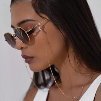 1pc Simple & Fashionable High-Quality Golden Eyeglass Chain, Unisex Non-Slip Chic Eyewear Chain Suitable For Daily Wear & Decoration, An Ideal Choice For The Home