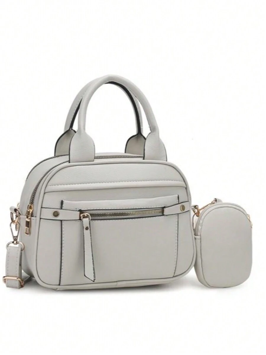 Modern Women's Handbag With Multiple Zippers For Carrying - Màu be - Xem 1