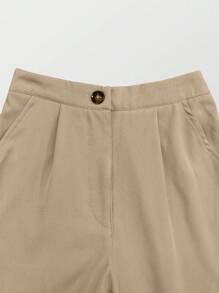 Women's Solid Color Casual Y2K Style Multi-Pocket Straight Cargo Pants - 杏色 - 查看 4
