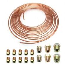 Copper Brake Line Tubing Kit 3/16 OD 25 Foot Coil Roll All Size Fittings - 金色 - 查看 2