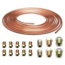 Copper Brake Line Tubing Kit 3/16 OD 25 Foot Coil Roll All Size Fittings - 金色 - 查看 3