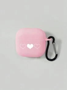 Wedding Pink Heart Print Airpods Pro (2nd Generation), Airpods 3, Airpods Pro, Airpods 1/2, Airpods 4 Earphones Case, Comes With 1 Earphone Case Hook