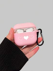 Wedding Pink Heart Print Airpods Pro (2nd Generation), Airpods 3, Airpods Pro, Airpods 1/2, Airpods 4 Earphones Case, Comes With 1 Earphone Case Hook