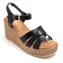 Summer Casual Versatile Thick Sole Platform Sandals - Black - View 2