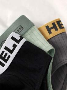 6pcs Men's Graphic Letter Print Breathable Briefs