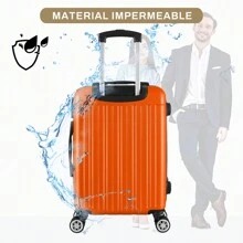 20-Inch Hard-Shell Travel Suitcase For Carry-On, Hand Luggage With 4 Wheels And Integrated Lock, Variety Of Colors - Orange - View 3