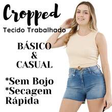 Cropped Differentiated Casual Det. Hoop Without Pad Slim Crop Top 36724A - Màu be - Xem 3