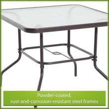 Juego de comedor para patio exterior de 6 piezas, color negro (base para sombrilla se vende por separado) - Negro - Ver 5