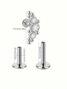 1 pièce Boucle d'oreille en titane G23 et F136 avec strass, anneau de lèvre à filetage interne 16G, bijoux pour piercings