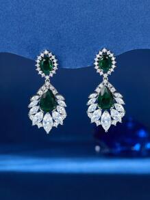 1 paire de boucles d'oreilles à pendentif style bijoux en cubic zirconia, boucles d'oreilles de soirée de mode pour la fête, cadeau de la Saint-Valentin, pour Maman, Mère, Fête des Mères, Cadeau