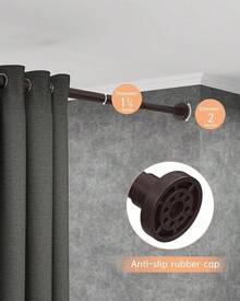 Tension Shower Curtain Rods No Drilling, 29 To 85 Inch, Spring Tension Curtain Rods For Windows, Adjustable Shower Rod For Bathroom, Heavy Duty Tension Rods Fits Various Wall Types, Black-Good - 棕色 - 查看 5