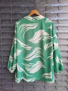 Women's Kimono Blouse Dune Cardigan Kimono Beach Cover-Up - Cetakan Hijau Militer - View 2