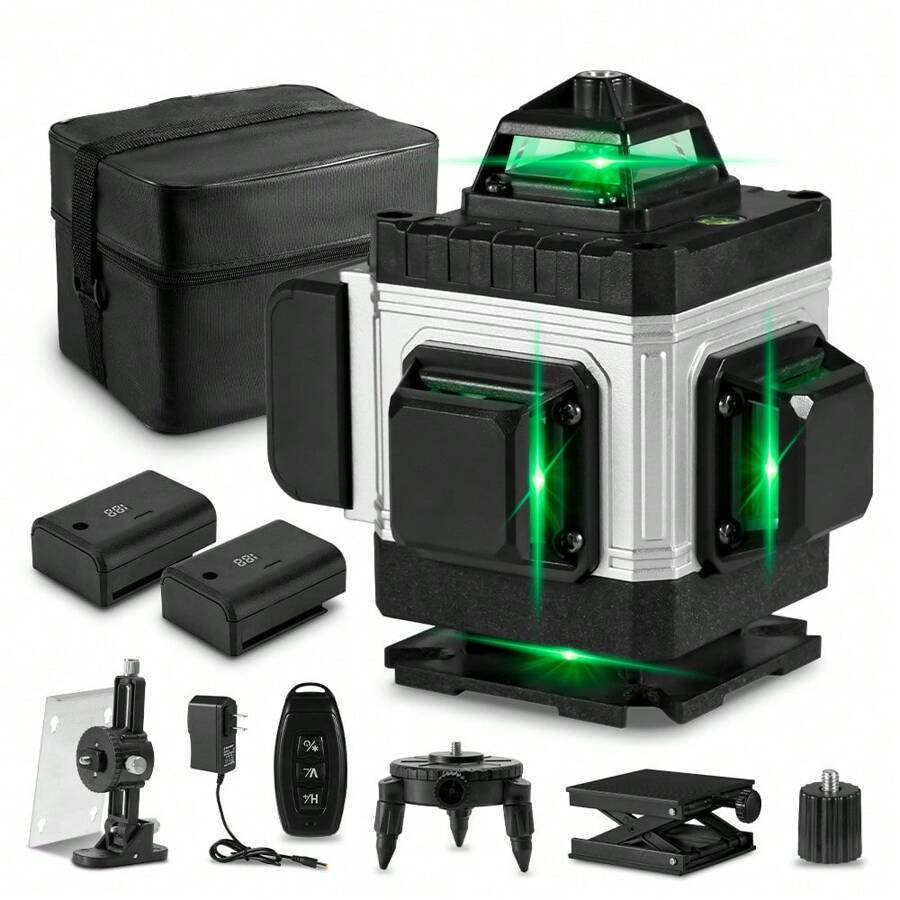 ONEVAN 16 Lines 4D Laser Levels 360 Horizontal Vertical Green Line Laser Level Self-Leveling Measure Leveling Tool