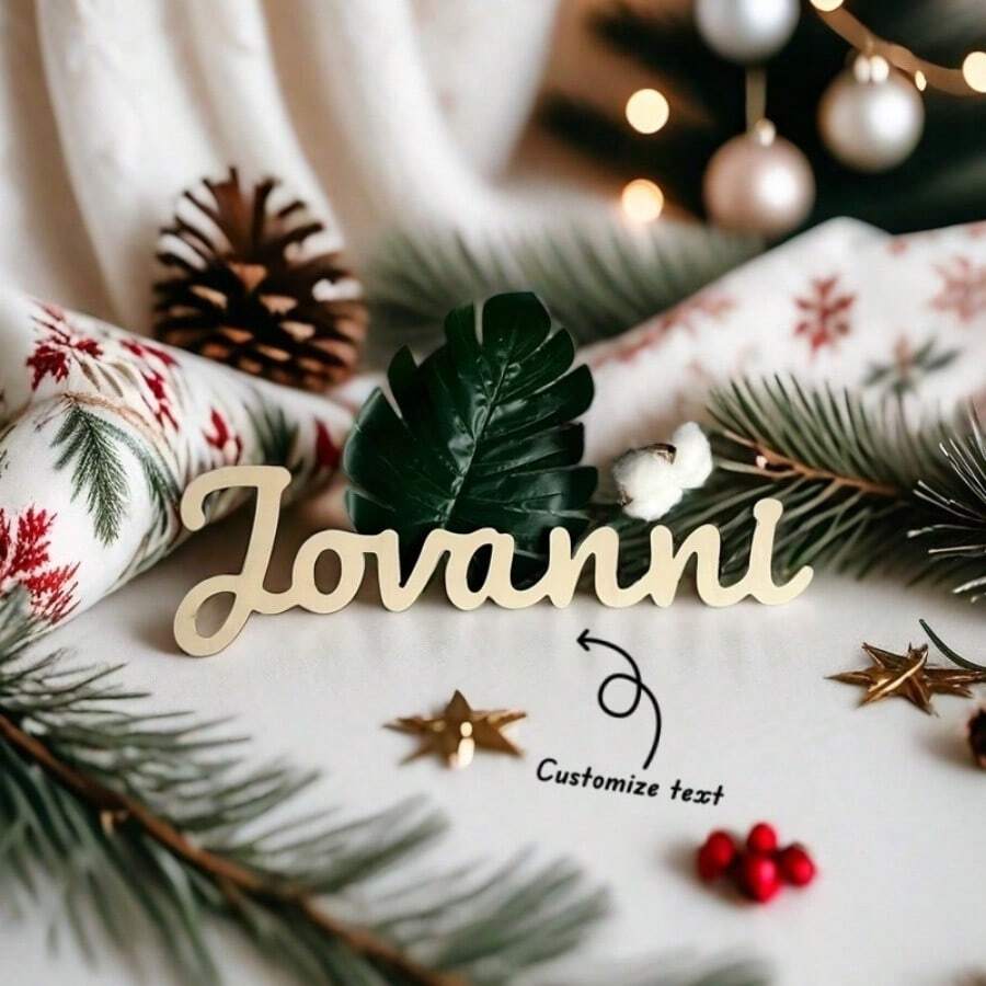 1 件定制激光切割木质铭牌，12 厘米带麻绳家具门板，传统风格，卧室壁挂装饰板，适合家人和朋友，非常适合圣诞节、新年、生日礼物 - 多色 - 查看 1