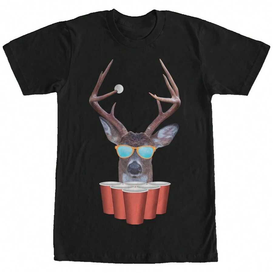 Men's Lost Gods Deer Pong T-Shirt - Black - View 1