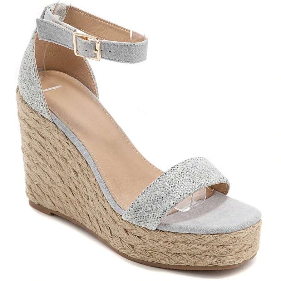 Wedge Heels With Ankle Strap For Daily Wear - Blue - View 1
