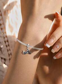 1pc 925 Sterling Silver Star & Moon Motorcycle Series Pendant, Suitable For DIY Jewelry Bracelet For Women