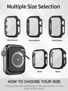 3-Piece Men's And Women's Protective Case With Tempered Film Compatible With Apple Watch Case 38mm, 40mm, 41mm, 42mm, 44mm, 45mm, 49mm 10(42mm) 10(46mm), With Screen Protection Film Fully Covering Hard Case Protection Compatible With Apple Watch Series 8 7 6 5 4 3 2 1 SE Ultra