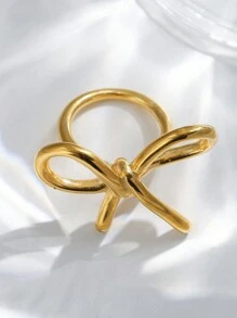 Mazuer 1pc Women's Vintage Golden Butterfly Shaped Simple Elegant Exaggerated Fashion Chic Design Ring, Versatile For New Year, Spring/Summer, Beach, Easter, Festivals, Parties, Daily Wear, Vacation