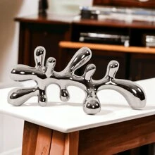 Silver Metalic Abstract Tabletop Sculpture - Silver - View 1