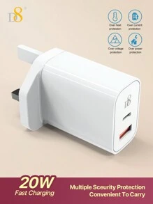 D8 1Pc 16/15 USB C Charger 20W PD Fast Charger Block, Type-C+QC3.0 Dual Port Wall Charger Power Adapter Compatible With IPhone 16 / I Phone16 Pro / I Phone 16 Pro Max/15/15 Pro/15 Plus/15 Pro Max, IPad Pro/Air/Mini, Galaxy S23+/S23S22 S21 S20 FE Ultra 5G, Note 20, Pixel 7 6 Pro 5 4 3 6a 5a 4a 3a XL Suitable For Travel, Office, Dorm, And Home Multi-Port Fast Charging - View 3