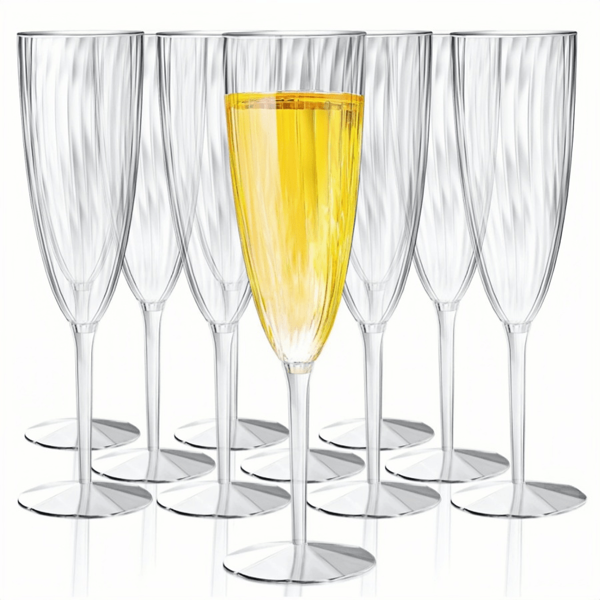 [12 Packs/24-Pack] Transparent Plastic Champagne Glass Hard Disposable Is Very Suitable For Family Daily Life Party Wedding Baking Drinking New Year's Party Supplies