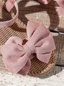 1 Paar Mädchen Sandalen mit doppelter Lage und Schleife, elastischem Riemendesign, weich und bequem, dicke und leichte Sohle, geeignet für 3-14 Jahre, Sommer, Outdoor, Strand, Urlaub, passend zur Größe der Mutter